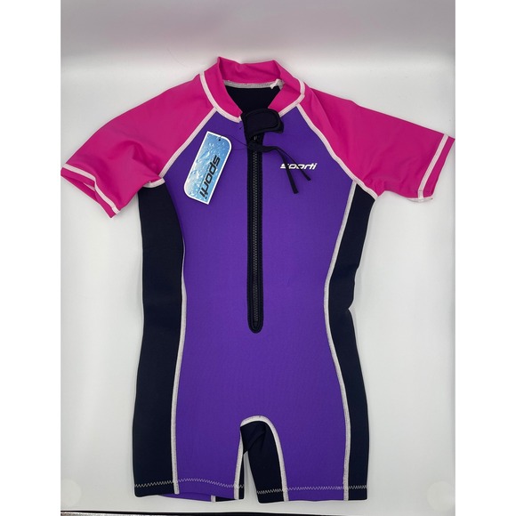 Sporti Kids Thermal Suit UPF‎ 50+ Short Sleeve Swimsuit Purple Pink Size 7/8 - Picture 1 of 5